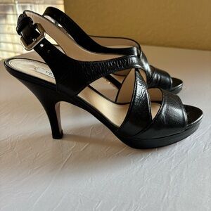 PRADA Leather Criss Cross Strap Platform Peep Toe Slingback Sandals Size 36 1/2